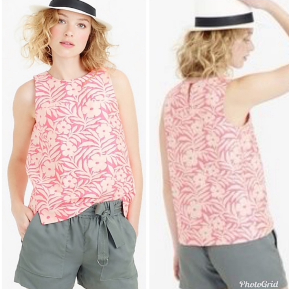 J.Crew Seamed Shell in Pluneria Jacquard Sz 2